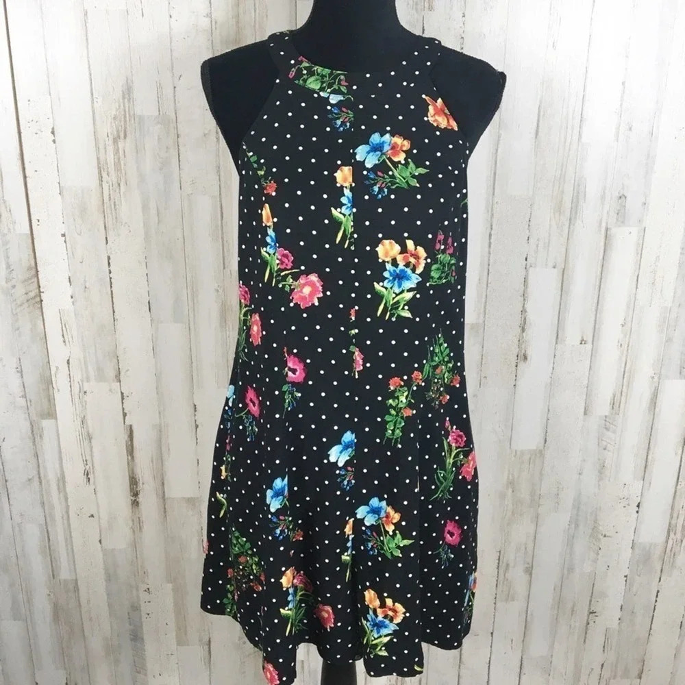 F21 Plus Floral Sleeveless Polka Dot Shorts Romper